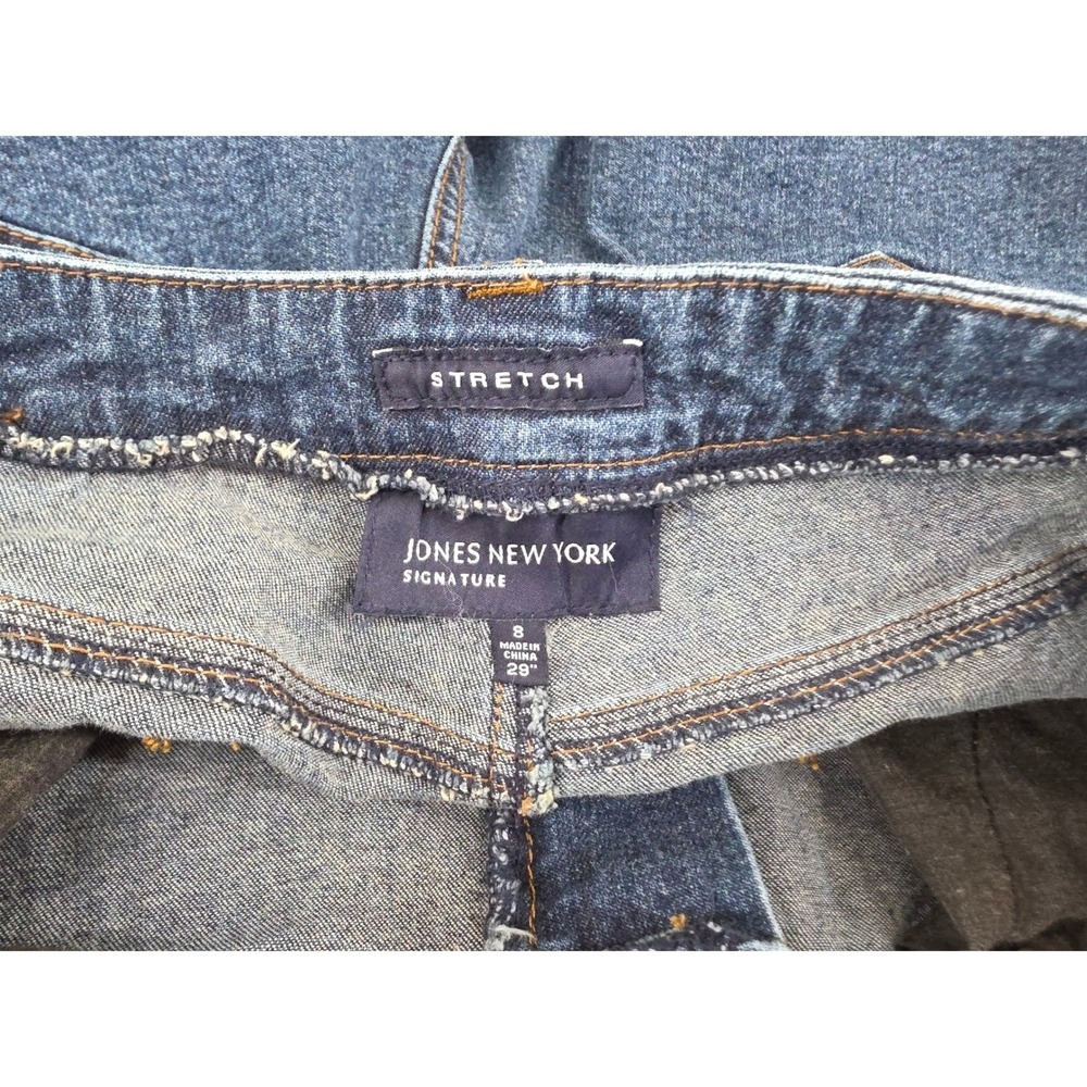 Jones New York Jeans Straight Mid Rise Dark Wash Stretch Blue Womens 8 - Picture 3 of 8